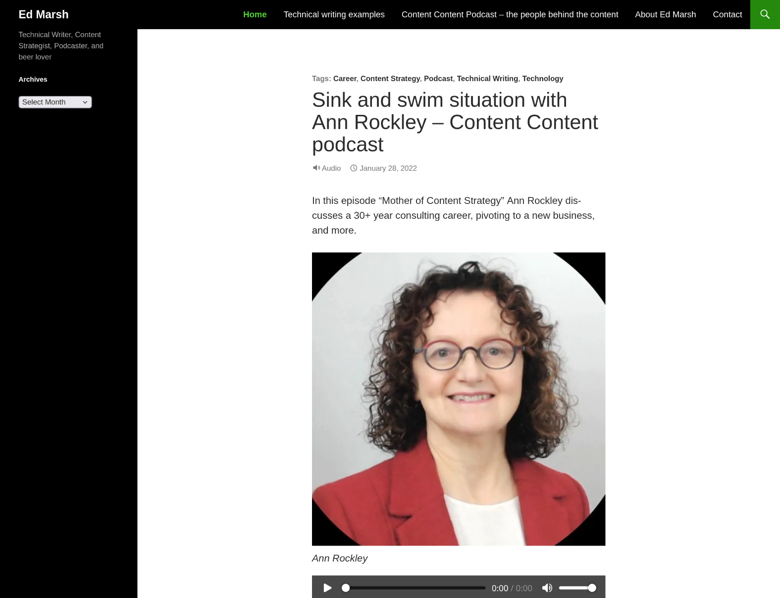 Screenshot of my WordPress homepage as of 1 May 2025 with outdated design